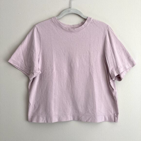 Uniqlo Womens Small Pink Short Sleeve Shirt 100% Cotton Casual Basic Minimalist - Picture 1 of 8
